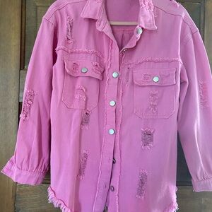 Vibrant Pink Frayed Jacket